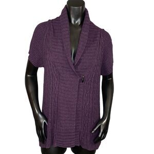 Sonoma Knit Cardigan Short Sleeve Cable Knit Wrap Sweater Womens SZ Lg
